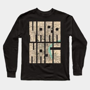 Varanasi, India City Map Typography - Vintage Long Sleeve T-Shirt